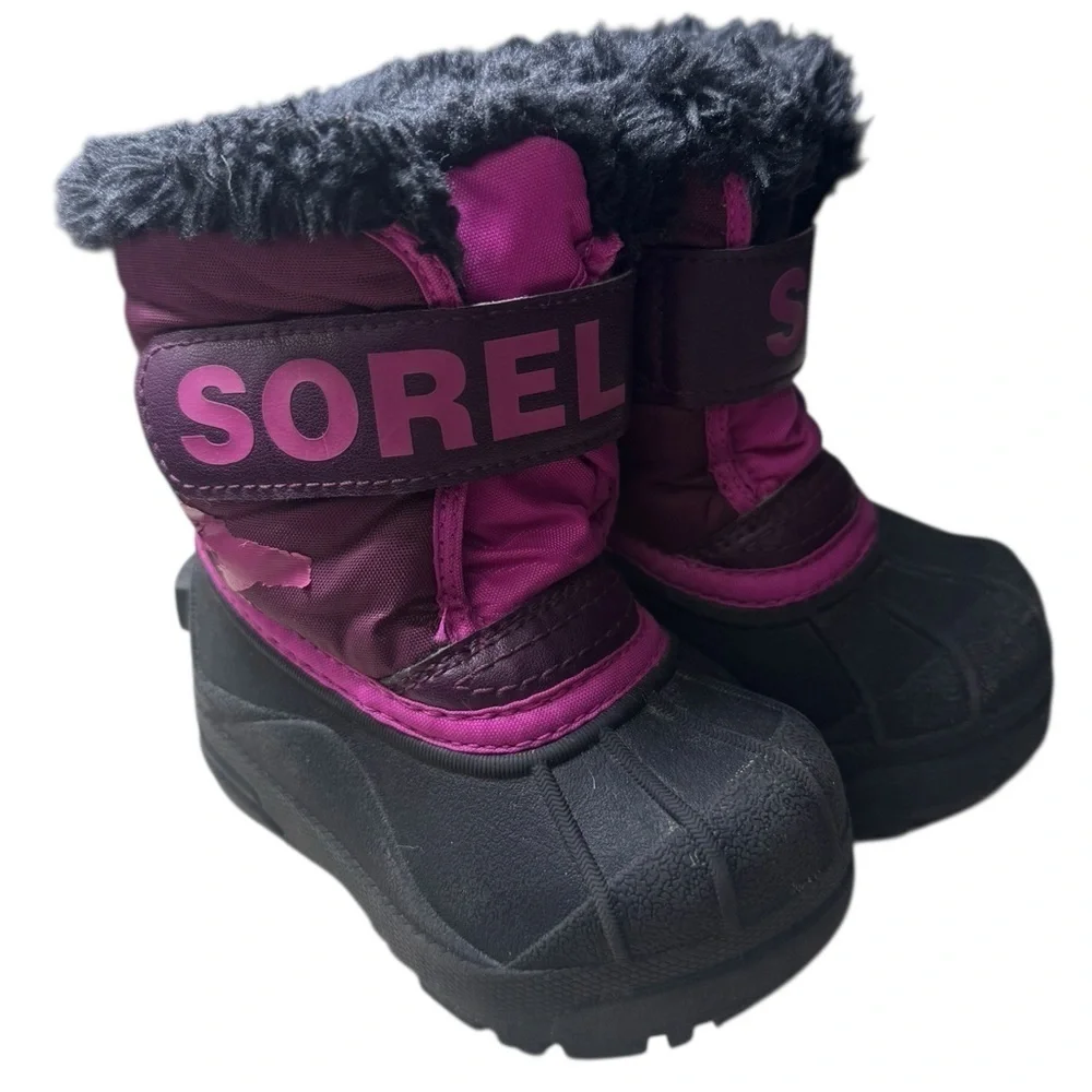 Sorel toddler Snow Commander Kids Snow Boot black/Groovy Pink US 5